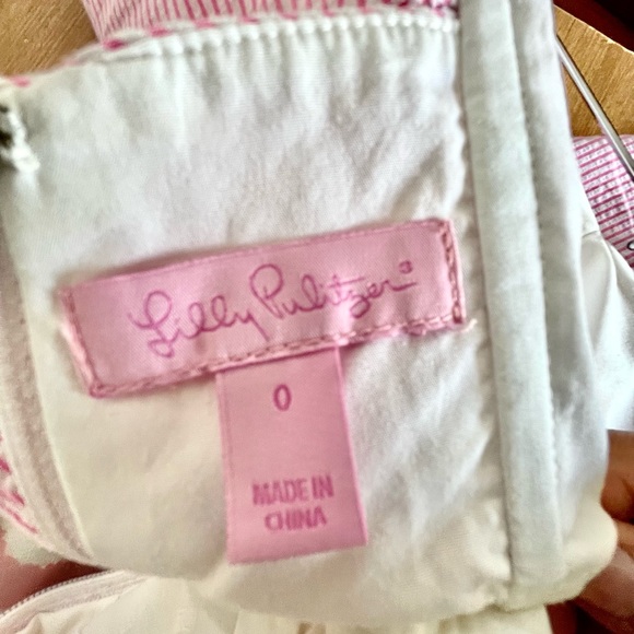 Lilly Pulitzer Pink Seersucker Strapless Dress- Size 0 - Picture 4 of 4